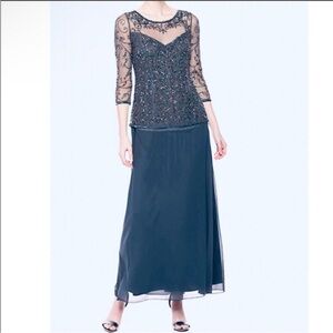 Pisarro Nights Navy Embellished Maxi Dress